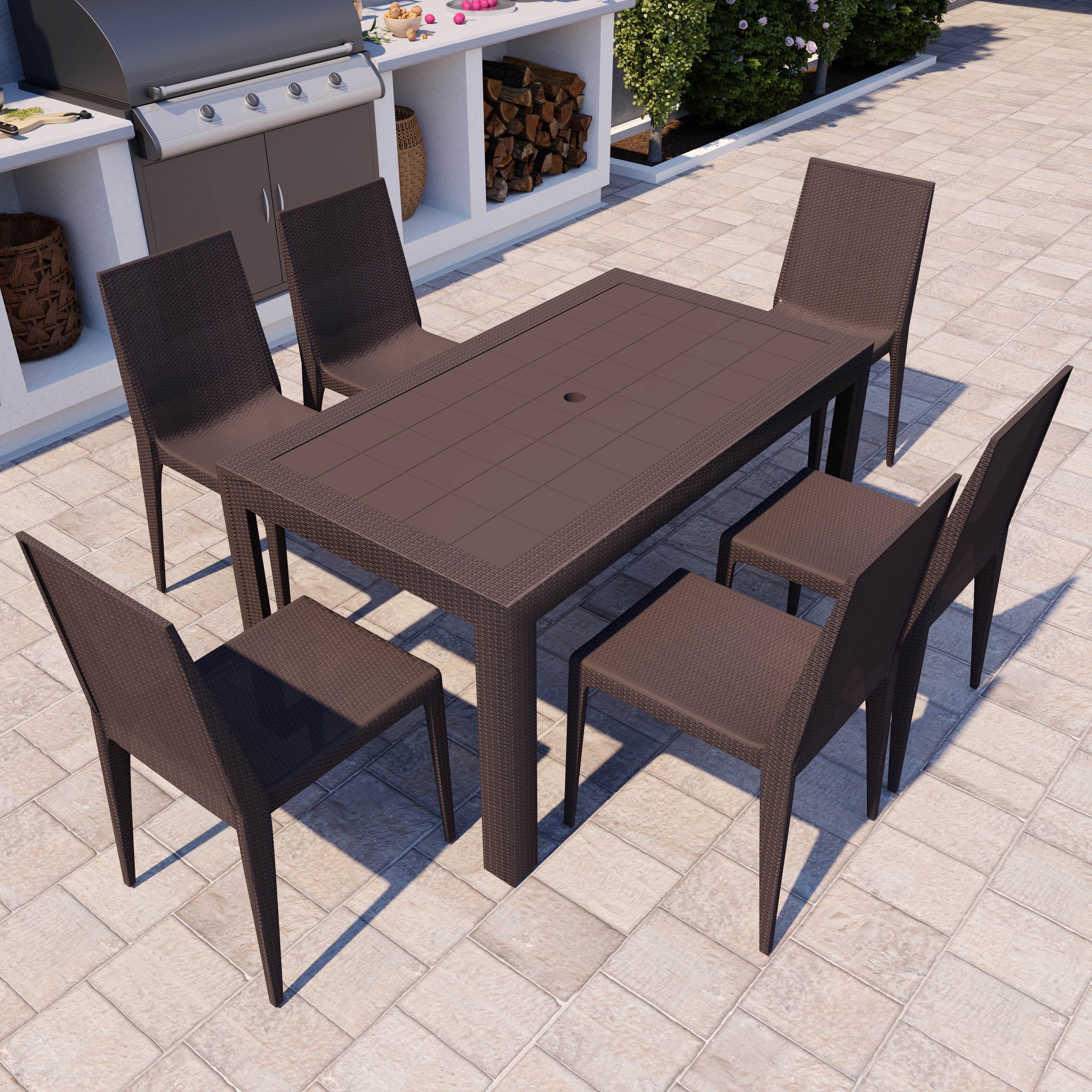 Hans 55" Weave Design Outdoor Dining Table