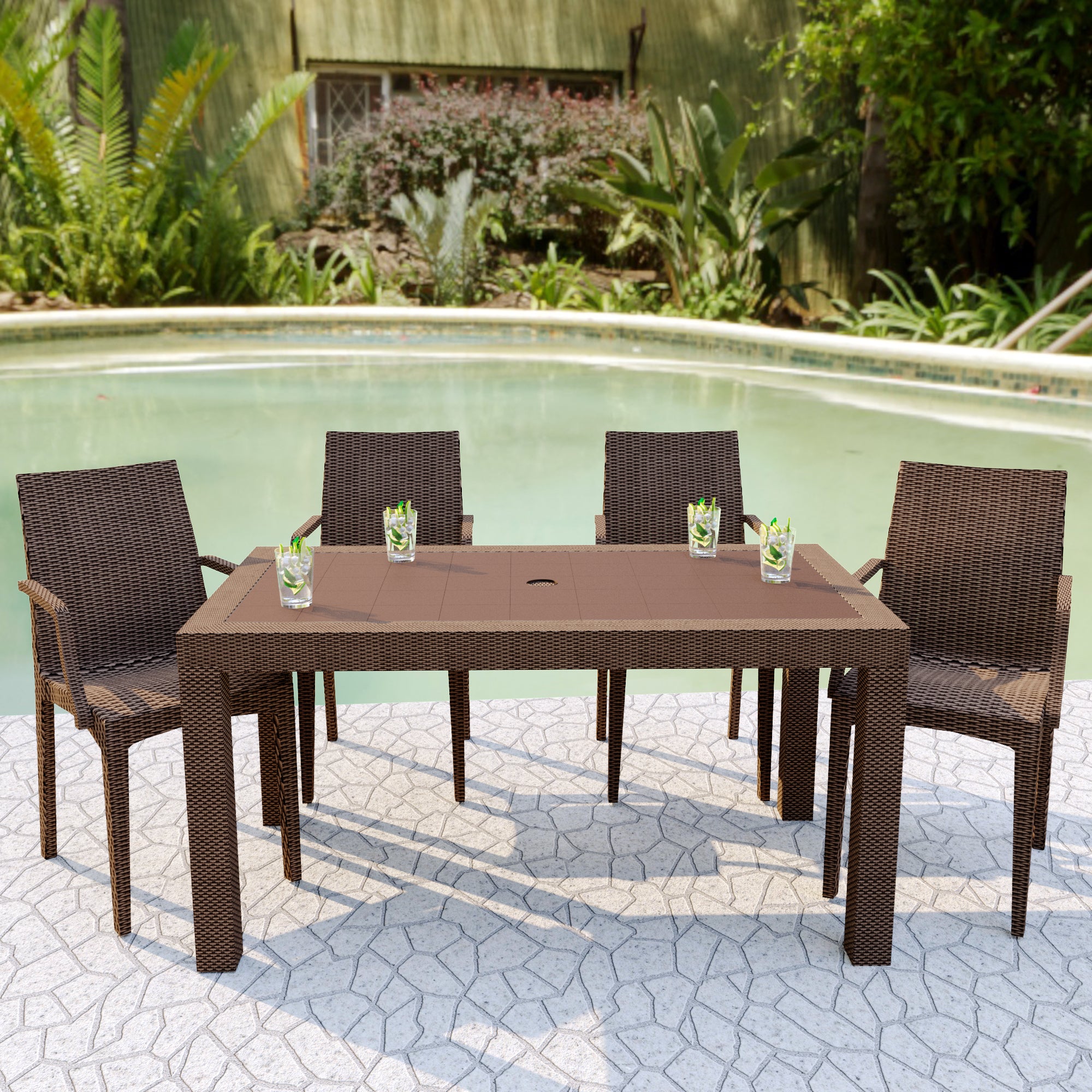 Hans 55" Weave Design Outdoor Dining Table