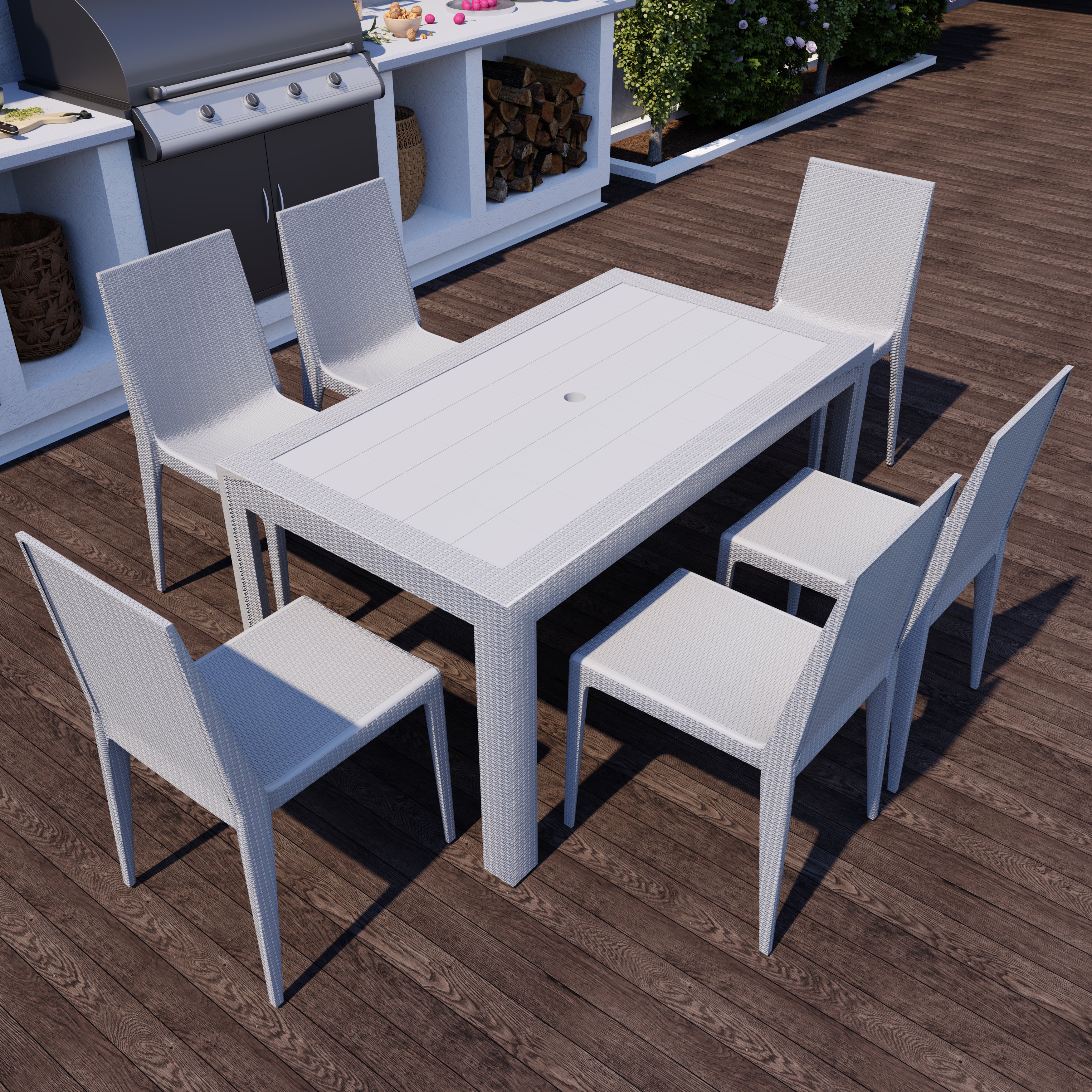 Hans 55" Weave Design Outdoor Dining Table