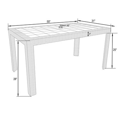 Hans 55" Weave Design Outdoor Dining Table