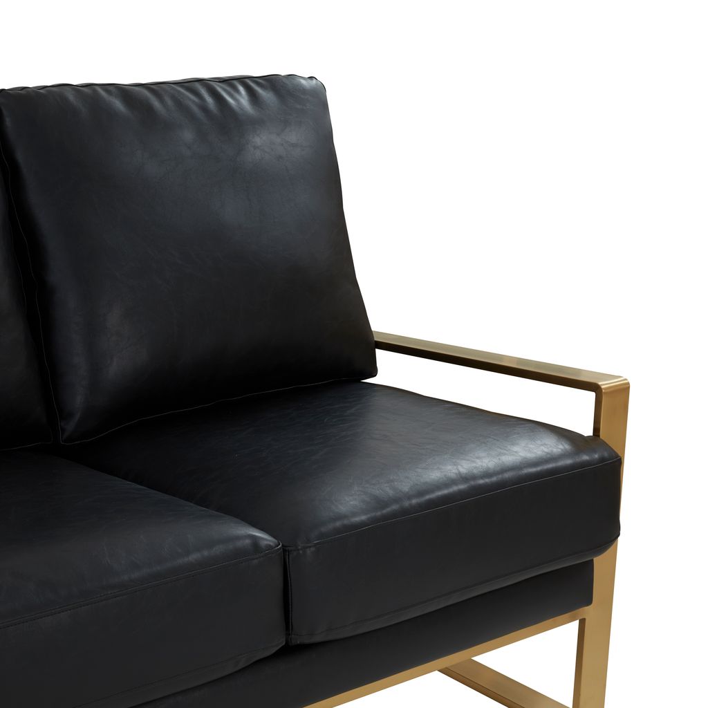 Emil Leather Sofa - Gold Frame