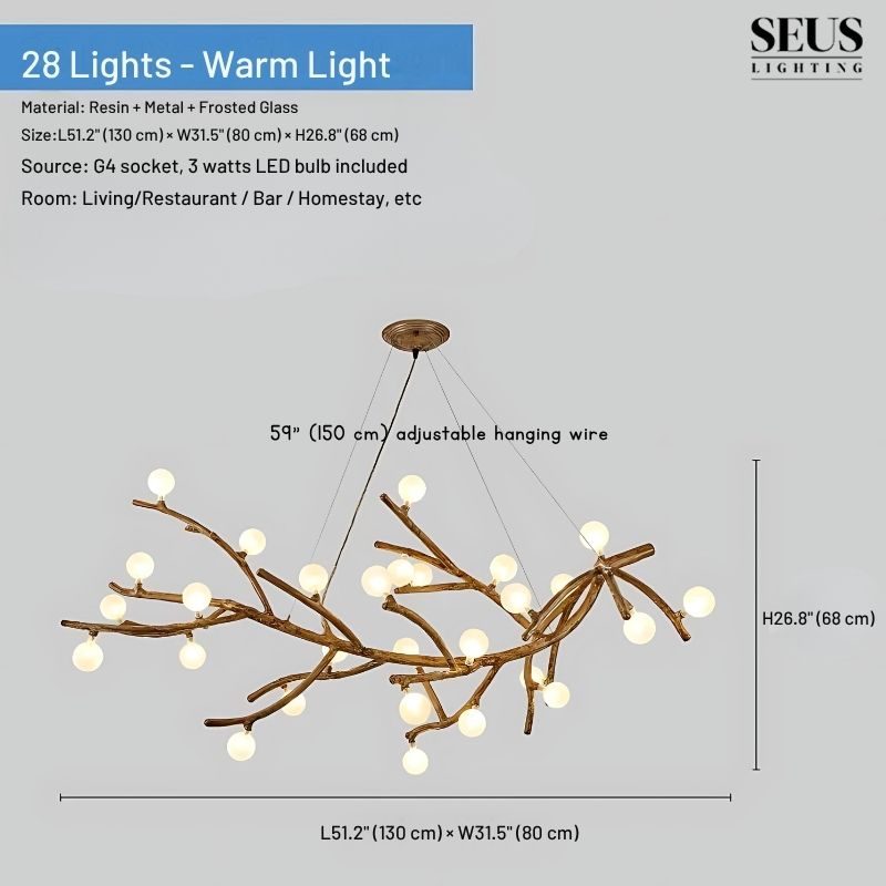 Madelyn Rustic Branch Chandelier Frosted/Clear Ball