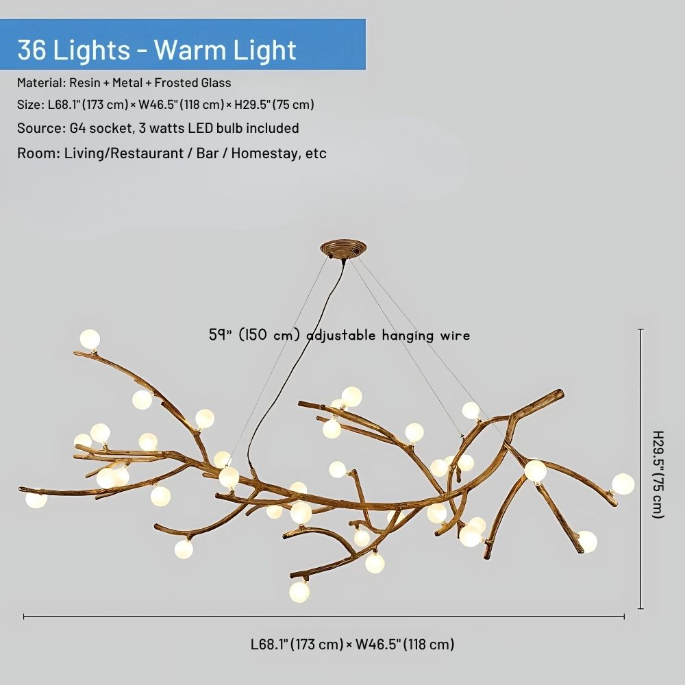 Madelyn Rustic Branch Chandelier Frosted/Clear Ball