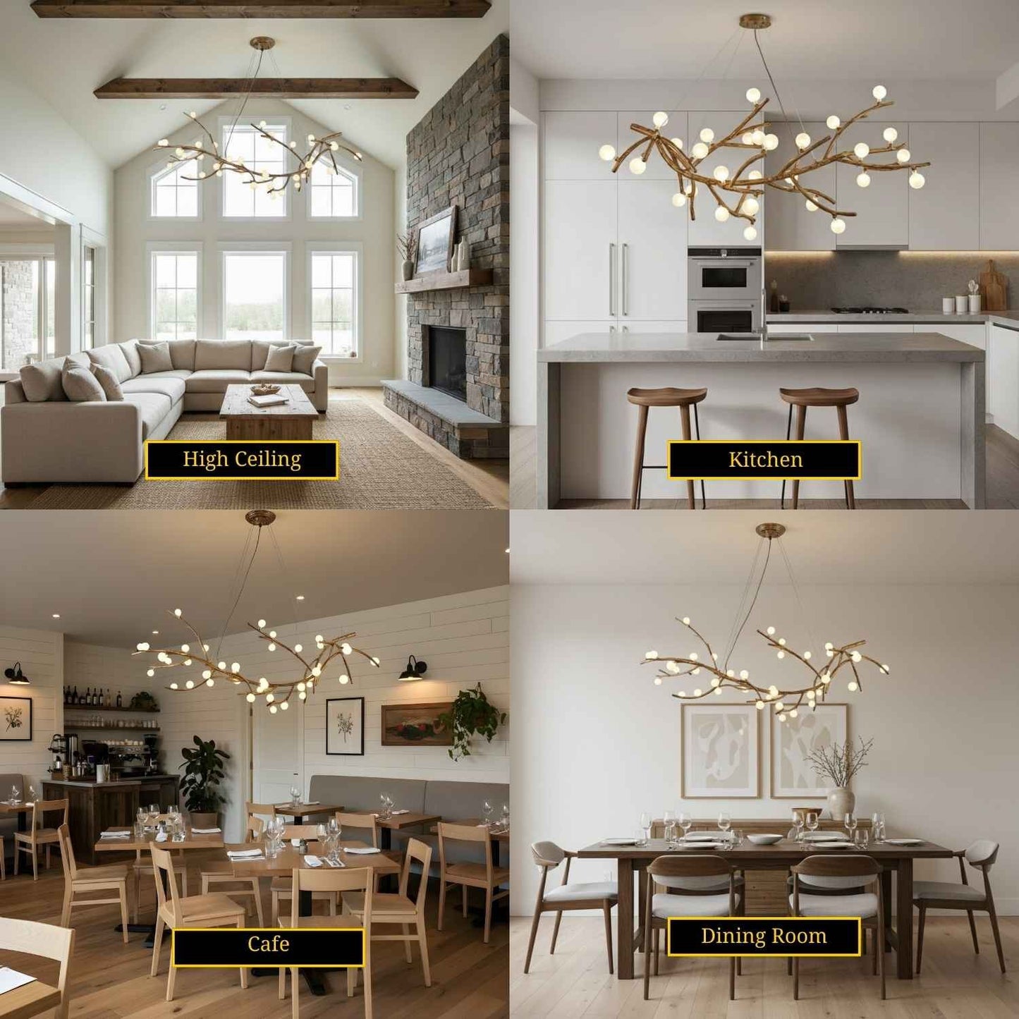 Madelyn Rustic Branch Chandelier Frosted/Clear Ball