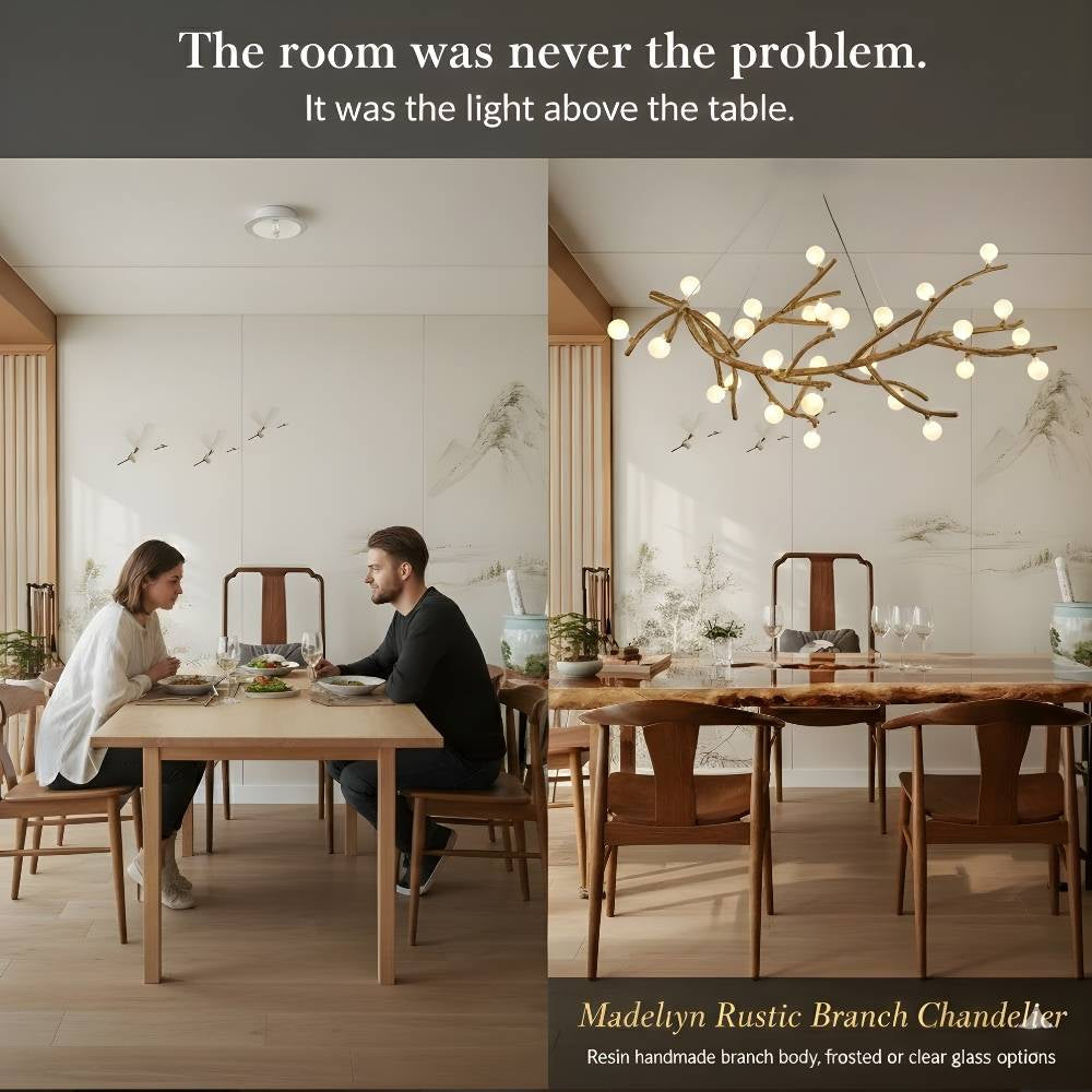 Madelyn Rustic Branch Chandelier Frosted/Clear Ball