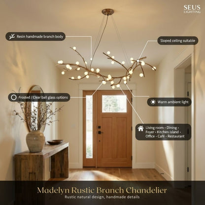 Madelyn Rustic Branch Chandelier Frosted/Clear Ball