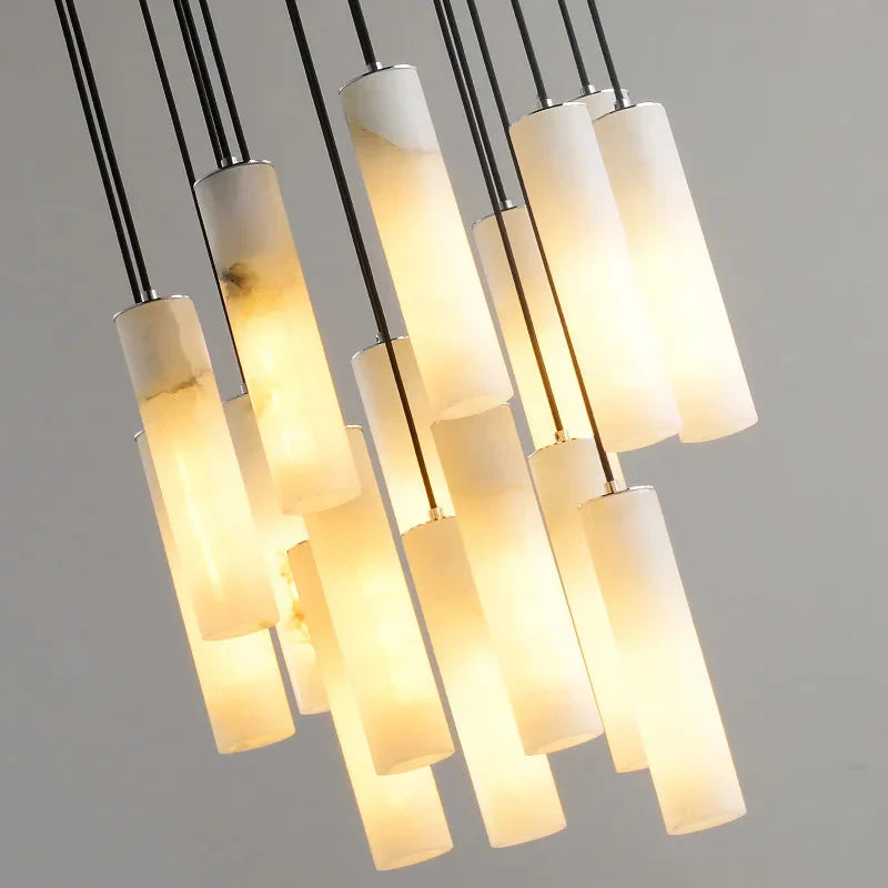 Marble Tube Chandelier for Living Room & Foyer