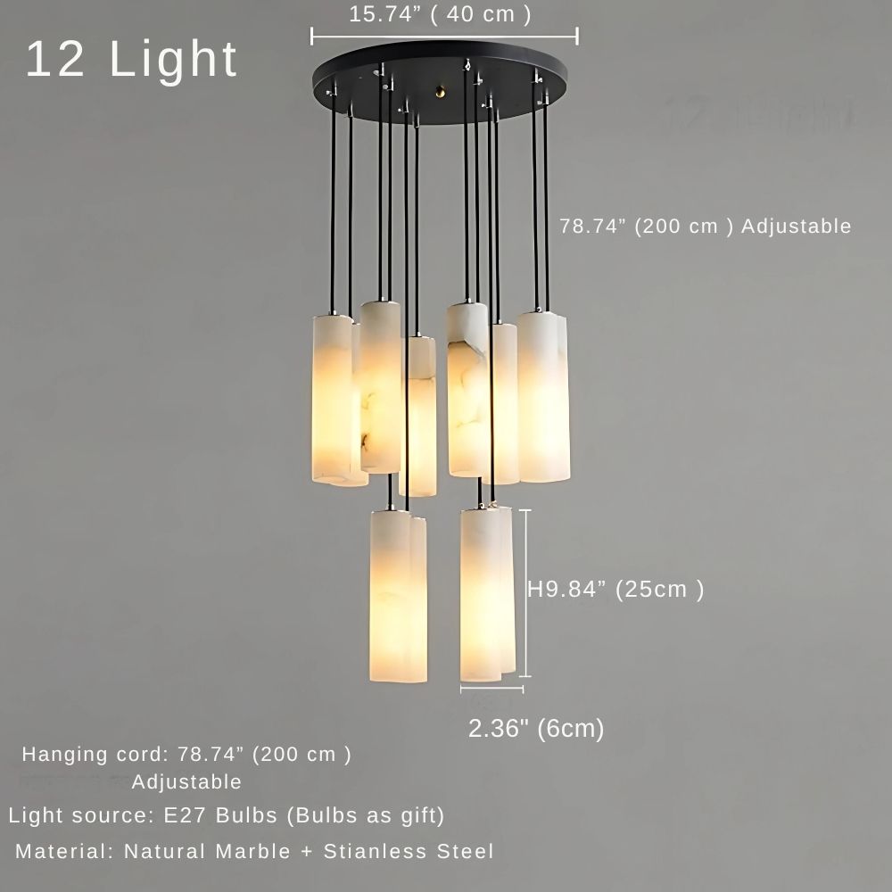 Marble Tube Chandelier for Living Room & Foyer