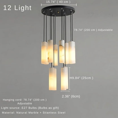 Marble Tube Chandelier for Living Room & Foyer