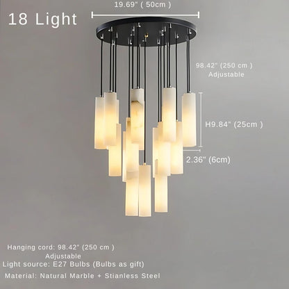 Marble Tube Chandelier for Living Room & Foyer