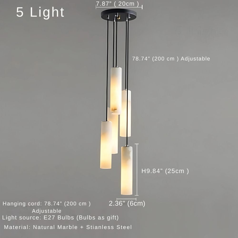 Marble Tube Chandelier for Living Room & Foyer
