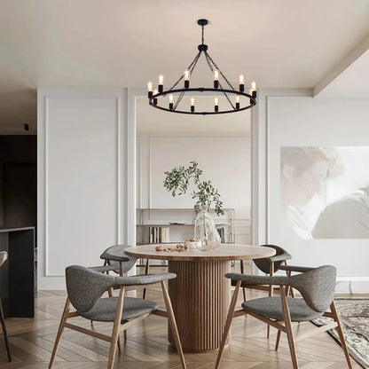 Metal 12 Light Black Chandelier Fixture