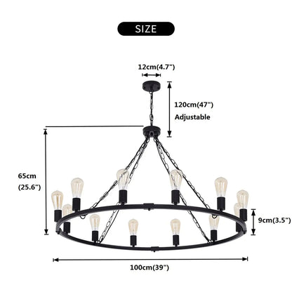 Metal 12 Light Black Chandelier Fixture