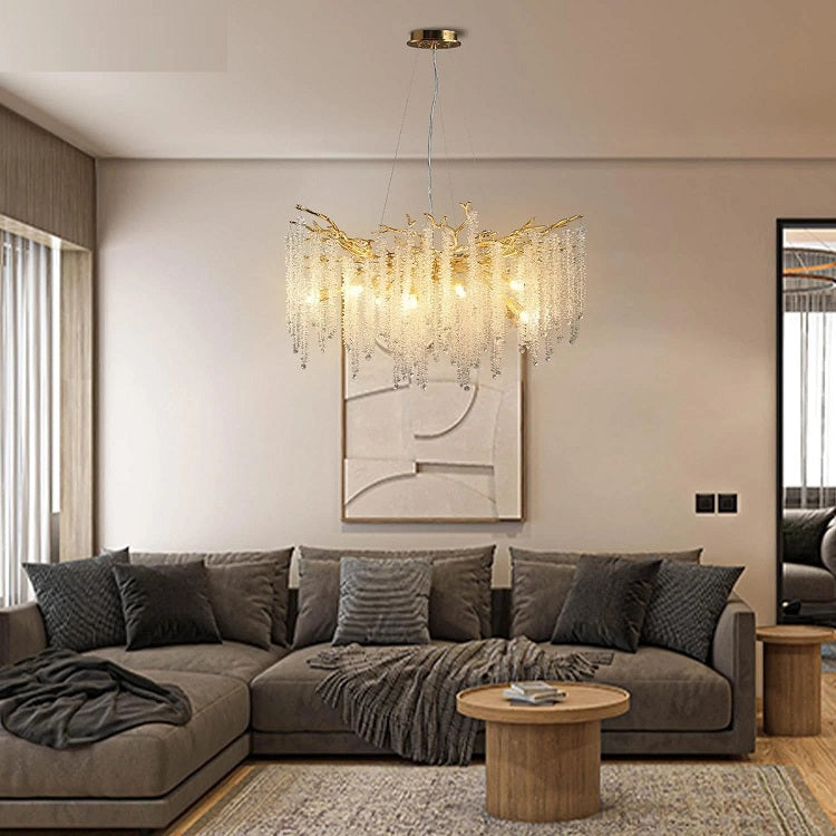 Mia Luxury Round Branch Crystal Ceiling Chandelier
