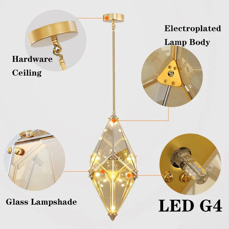 Modern Angular Diamond Style LED Pendant Light