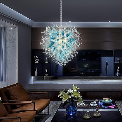 Modern Aqua Blue Glass Chandelier