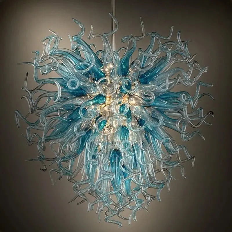 Modern Aqua Blue Glass Chandelier