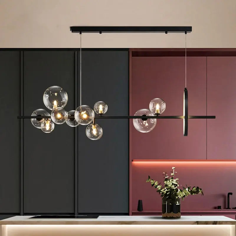 Modern Black Glass Chandelier