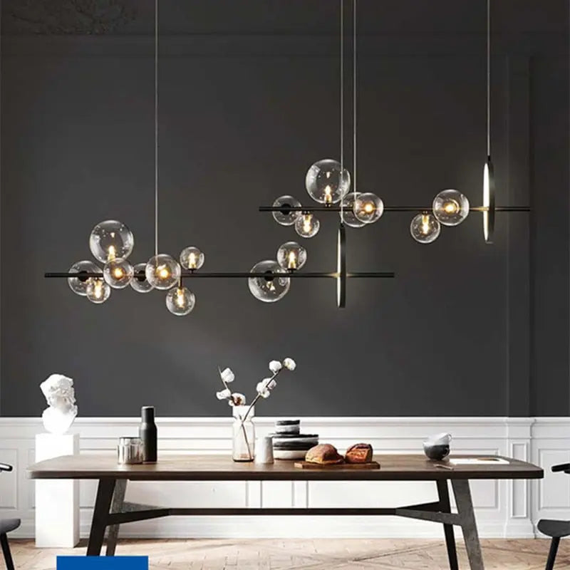 Modern Black Glass Chandelier