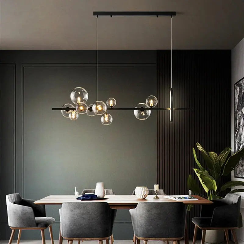 Modern Black Glass Chandelier