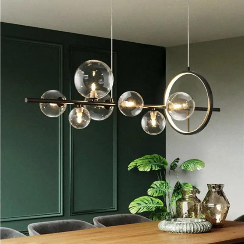 Modern Black Glass Chandelier