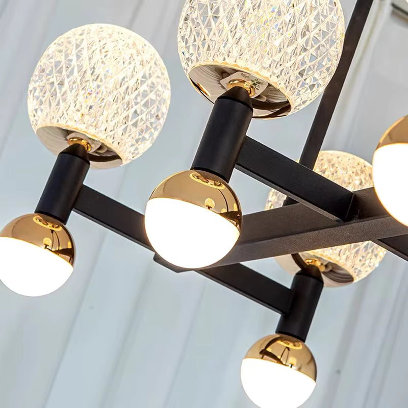 Modern Black Linear Dining Room Chandelier 12/16 Lights