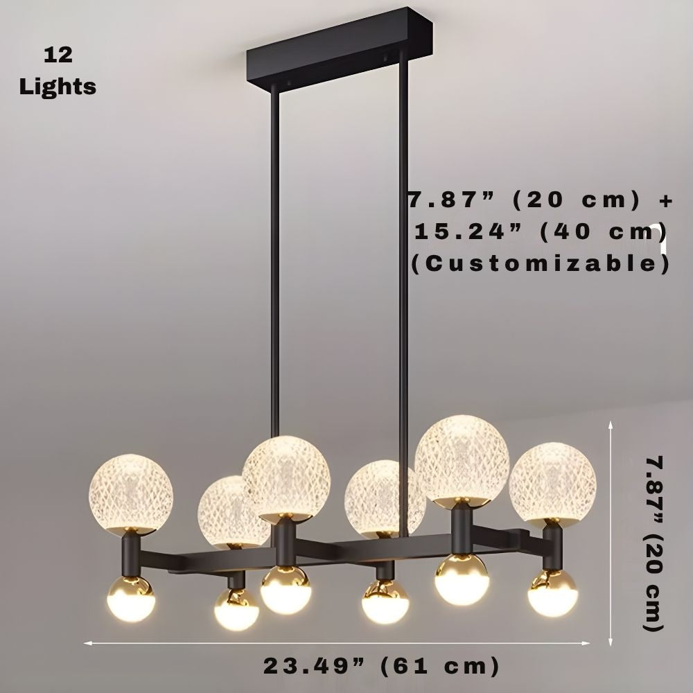 Modern Black Linear Dining Room Chandelier 12/16 Lights