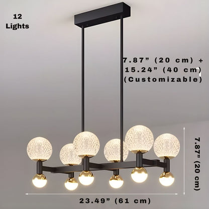 Modern Black Linear Dining Room Chandelier 12/16 Lights
