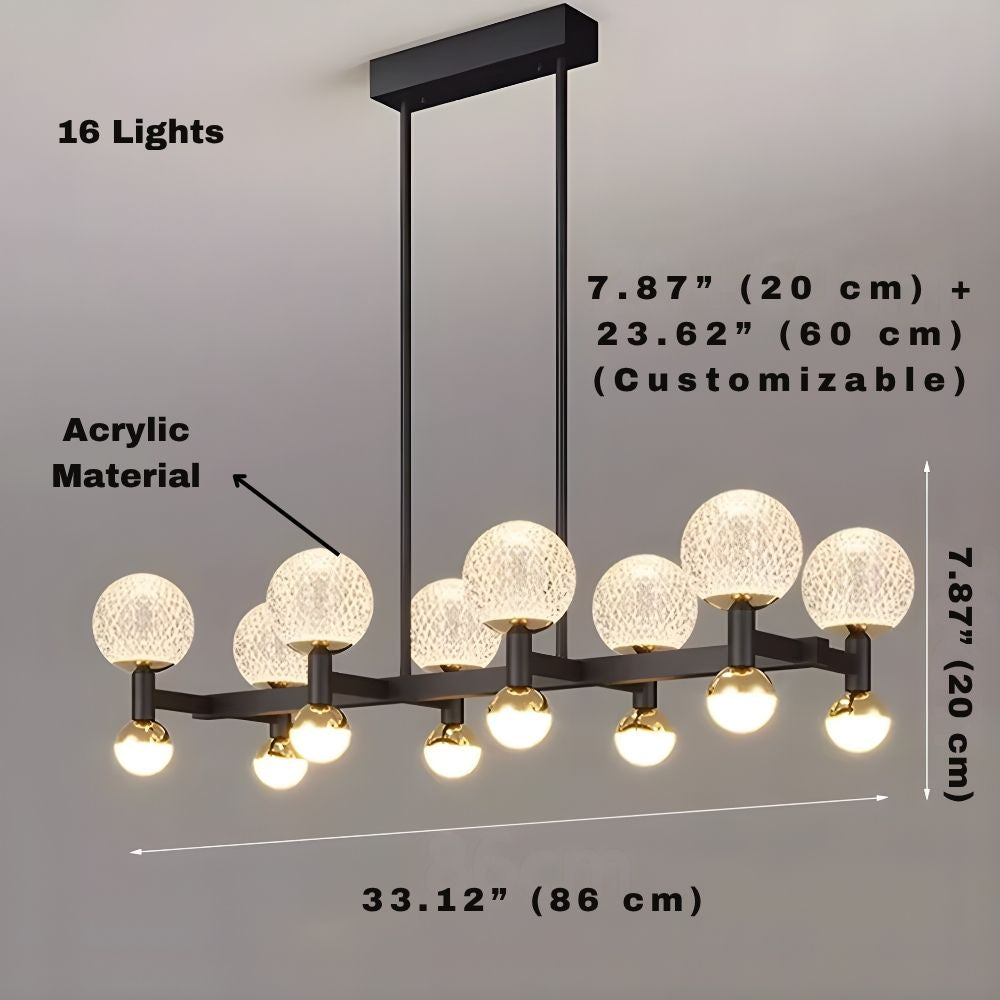 Modern Black Linear Dining Room Chandelier 12/16 Lights
