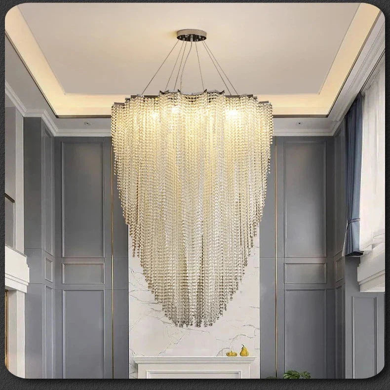 Modern Crystal Beaded Chandelier for Staircase&Foyer