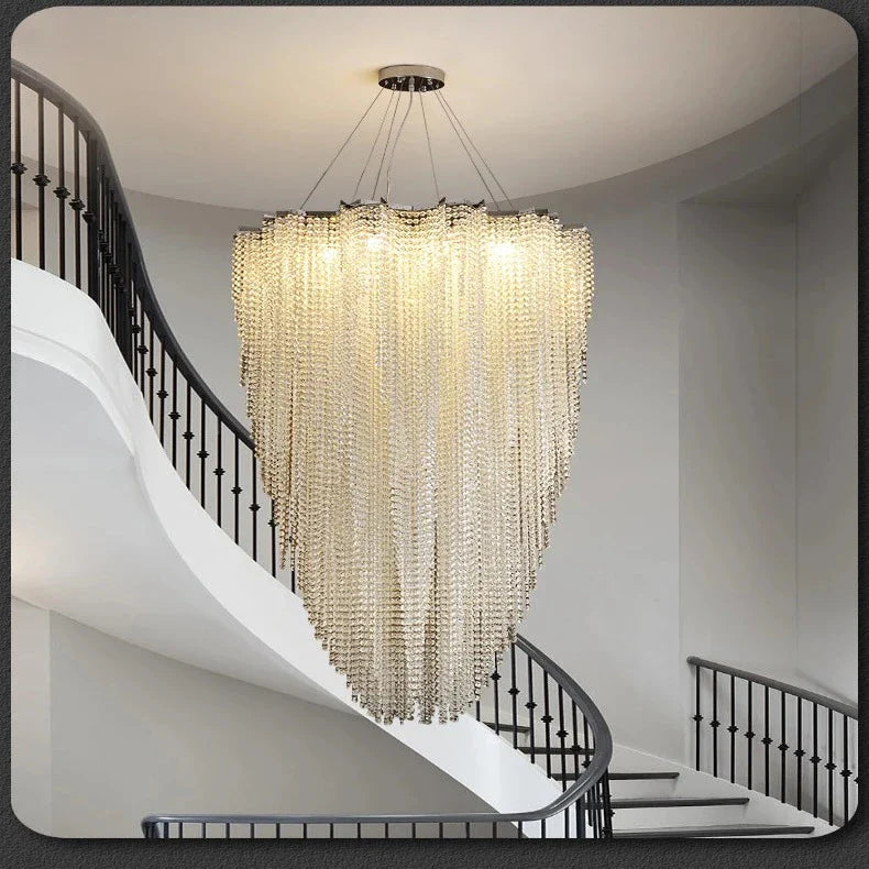 Modern Crystal Beaded Chandelier for Staircase&Foyer