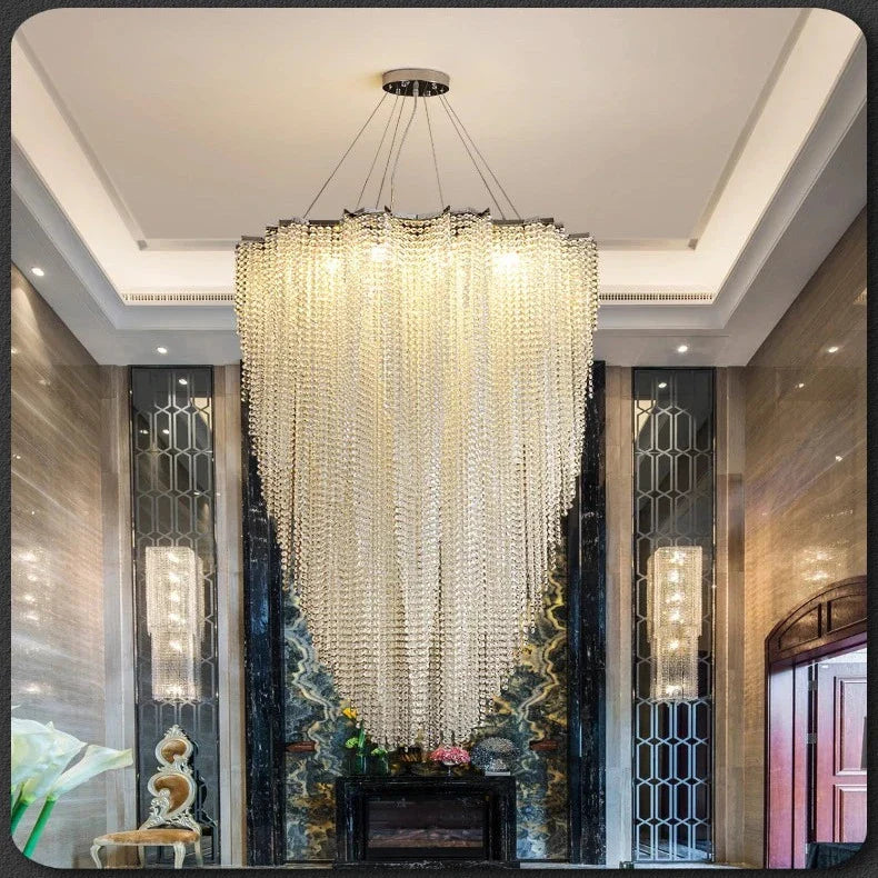 Modern Crystal Beaded Chandelier for Staircase&Foyer