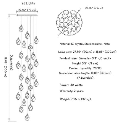 Classic Crystal Chandelier for High Ceiling Living Room