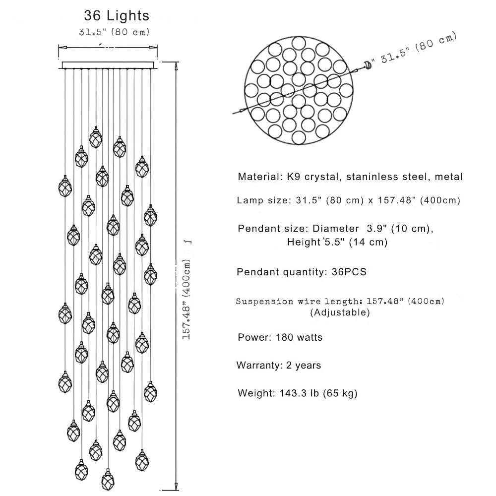 Modern Crystal Chandelier for High Ceiling Living Room