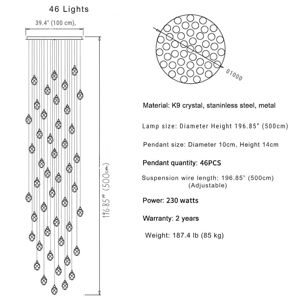 Modern Crystal Chandelier for High Ceiling Living Room