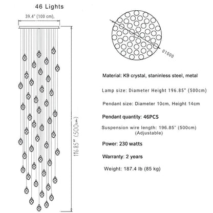 Modern Crystal Chandelier for High Ceiling Living Room