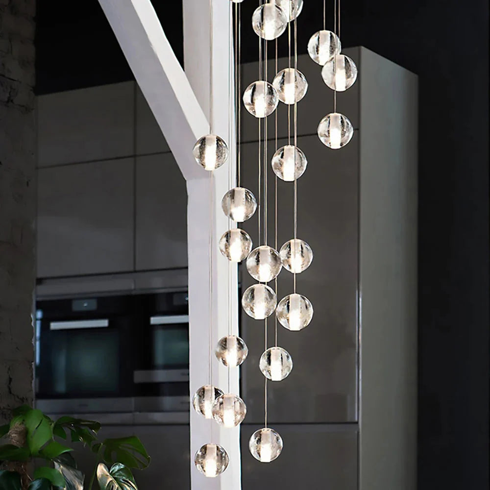 Modern Crystal Glass Bubble Chandelier for Foyer