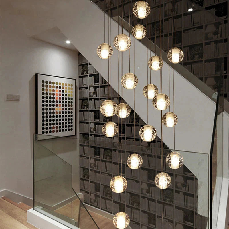 Modern Crystal Glass Bubble Chandelier for Foyer