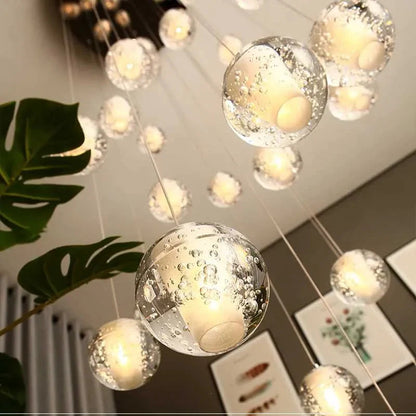 Modern Crystal Glass Bubble Chandelier for Foyer