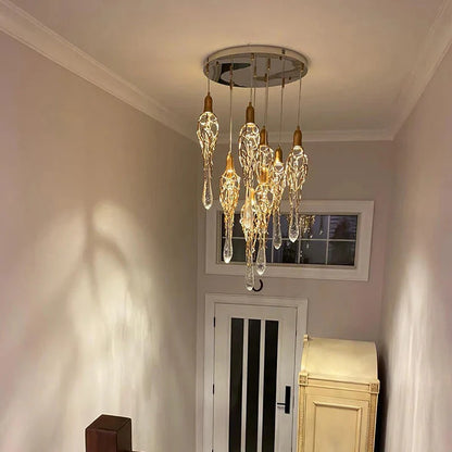 Modern Crystal  Glass Drops Chandelier for Staircase