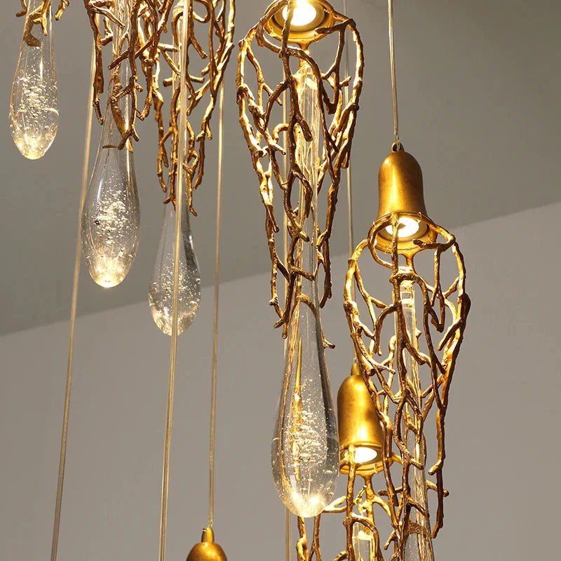 Modern Crystal  Glass Drops Chandelier for Staircase