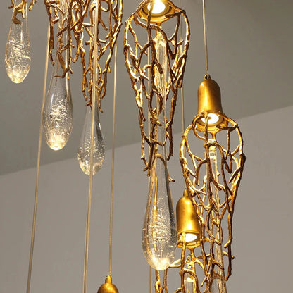 Modern Crystal  Glass Drops Chandelier for Staircase