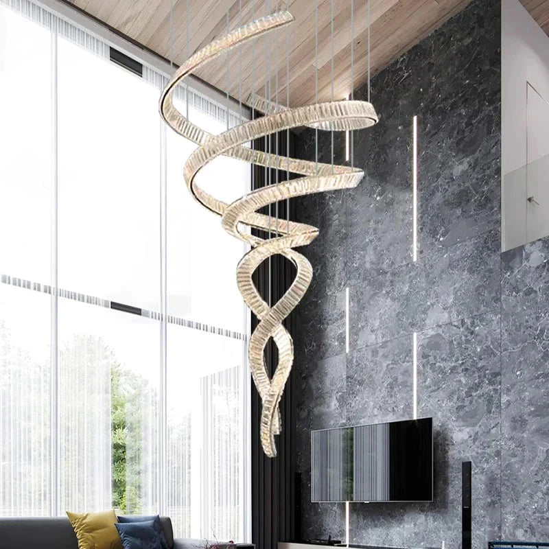 Modern Crystal Light Fixture for Staircase & Foyer & High Ceiling