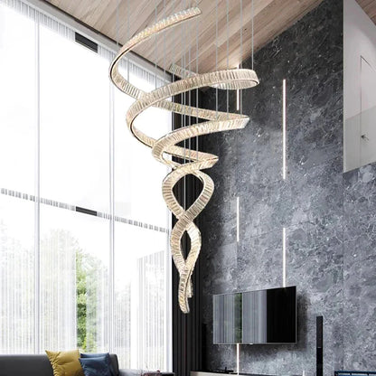 Modern Crystal Light Fixture for Staircase & Foyer & High Ceiling