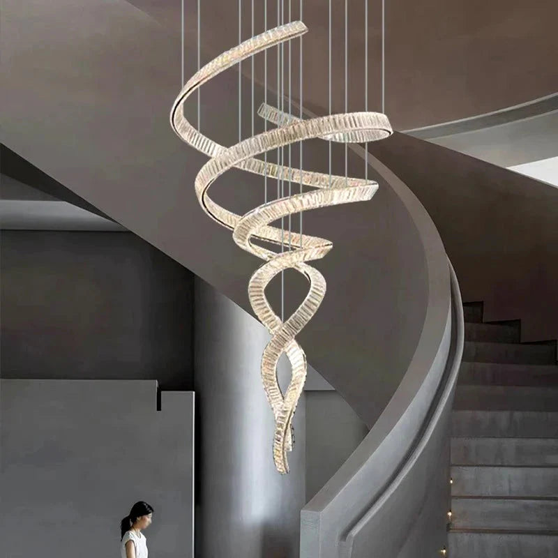 Modern Crystal Light Fixture for Staircase & Foyer & High Ceiling