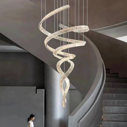 Modern Crystal Light Fixture for Staircase & Foyer & High Ceiling
