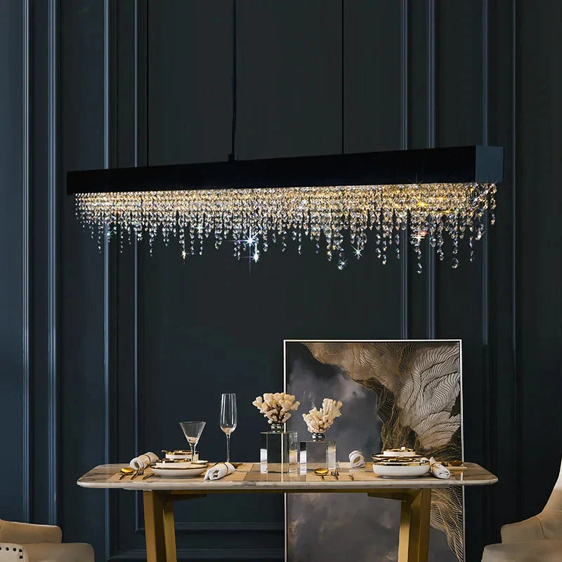 Modern Crystal Rectangular Dining Table Chandelier