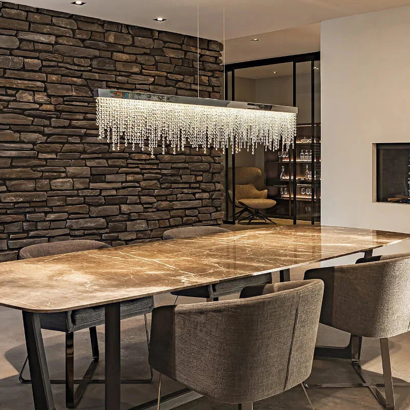 Modern Crystal Rectangular Dining Table Chandelier