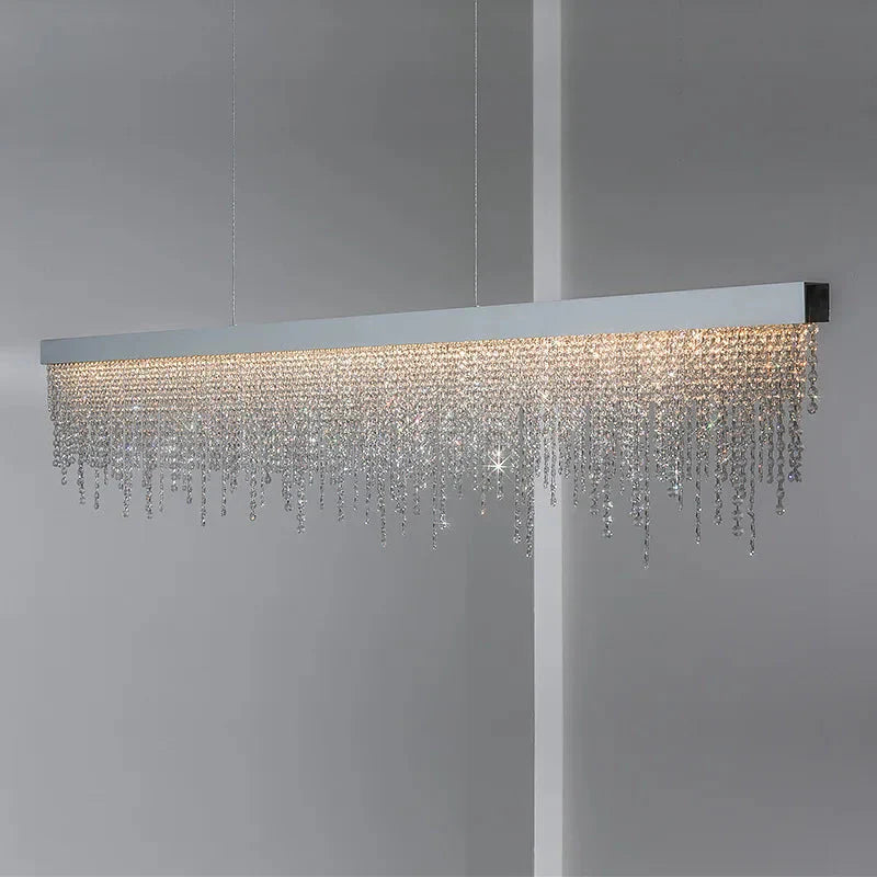 Modern Crystal Rectangular Dining Table Chandelier