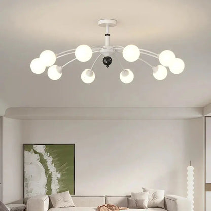 Modern Flush Mount Chandelier Beige/Silver Colors